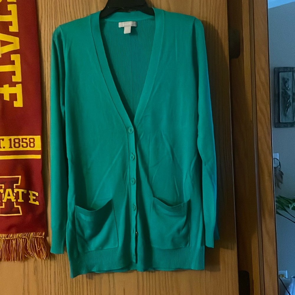 Banana Republic Sweater Women Large,Green Button Up Cardigan Lightweight